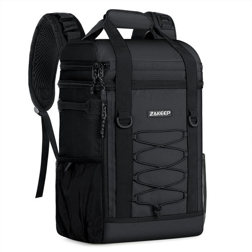 ZAKEEP Cooler Backpack, 36 Cans Multifunctional Leakproof Cooler Backpack with Padded Top Handle, Mesh Pocket for Camping BBQ (Black)