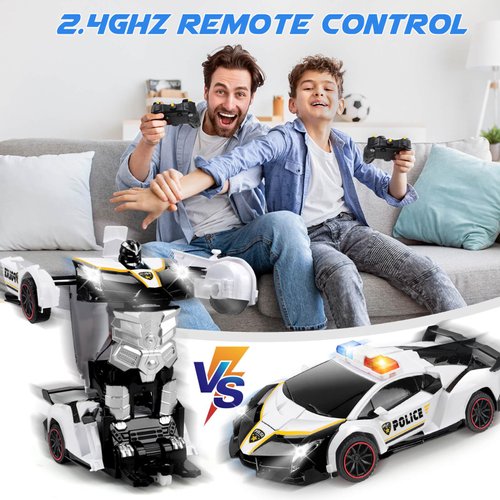 YOTOY Remote Control Car Toy for Kids 4 5 6 7 8, Transform Police RC Cars Toy, Robot Car, Birthday Gift for Kids Toys Age 4 5 6 Years Old Boys and Girls