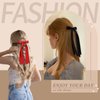 VOBOBE 4PCS Hair Bows for Women Girls, Black Red Satin Tassel Hair Ribbon Bowknot Hair Clips Barrettes for Girl with Small Long Tail Hair Accessories (Black+Red)