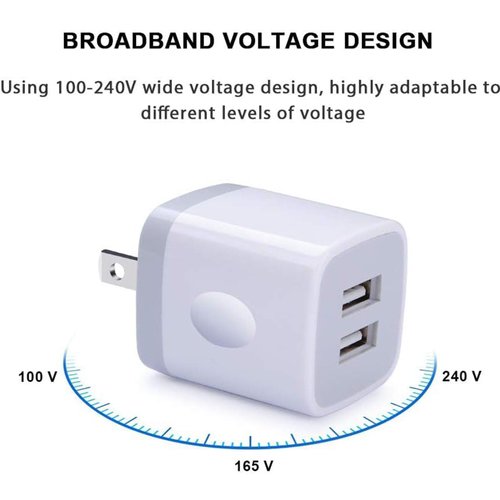 USB Wall Charger Adapter, FiveBox 5Pack 2.1Amp Fast Dual Port Wall Charger USB Plug Charging Block Charger Brick Cube Charger Box for iPhone 16 Pro Max 15 14 13 12 11 Xs XR X 8 7, Samsung, Android