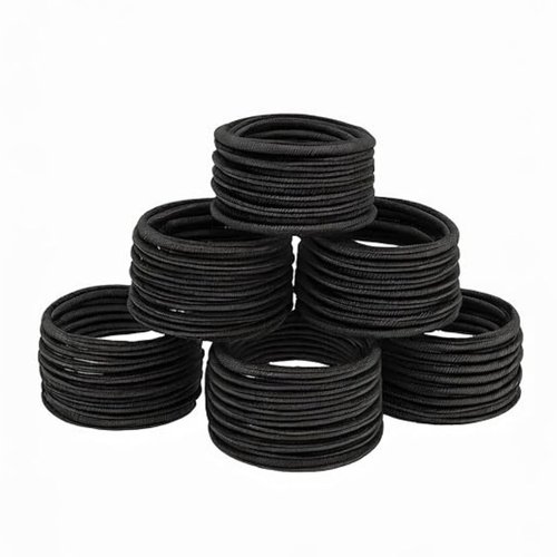 Neva Nude No Damage Elastic Black Hair Tie Bands 50 Pack – Stylish & Durable 4mm Hair Ties – Snag Free & Gentle for Thin Thick Straight Curly Hair