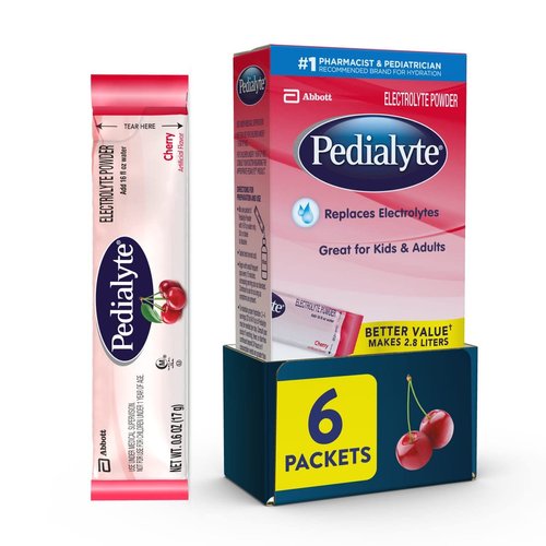 Pedialyte Electrolyte Powder Packets, Cherry, Hydration Drink, 6 Single-Serving Powder Packets