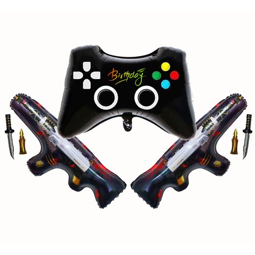 Video Game Party Balloons Game on Balloons Video Game Controller Aluminum Foil Balloon Gun Balloons Alpaca Balloon for Birthday Party and Game Party Decoration 5pcs