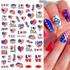 4th of July Nail Art Stickers 3D Patriotic Nail Decals USA Flag Independence Day Nail Stickers Self-Adhesive American Flag Designer Nail Art Supplies for Women Kids Girls Manicure Decoration