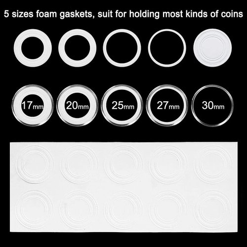 FRIMOONY 2 Pack 30mm Coin Capsules, with Foam Gasket and Plastic Storage Box, for Coin Collection
