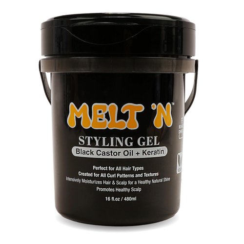 EBIN NEW YORK Melt'n Styling Gel Keratin and Black Castor Oil 16oz - Gives High Shine and Provides a Soothing and Calming Effect, Strong Hold Styling, Nourshing the Hair, No Frizz or Breakage