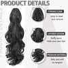 WZNBBOY Claw Clip Ponytail Extension Clip in Hair Extension Long Curly Wavy Pony Tail Natural Soft Synthetic Curly Hairpiece For Women (Black)