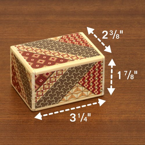 Bits and Pieces - Detailed Mosaic Secret Puzzle Box - 7 Step Solution - Wooden Money Box Brainteaser - Secret Compartment Brain Game