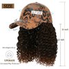 Qlenkay Leopard Baseball Cap with 16in Hair Extensions Adjustable Metal Buckle Wig Hat Attached African Kinky Curly Hairpiece for Woman Black to Light Auburn