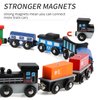 Wondertoys 16 Piece Magnetic Wooden Train Set for Toddlers - Includes Storage Bag and Track Accessories