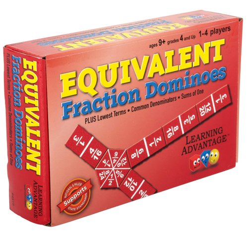 LEARNING ADVANTAGE Equivalent Fraction Dominoes - Math Games for Kids - Teach Fractions - In-Home Learning