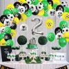 50Pcs Football Balloons for Boys, Green Black White Soccer Latex Balloons Soccer Printed Balloons Soccer Balloons for Football Soccer Sports Theme Birthday Party Supplies Baby Shower Decor