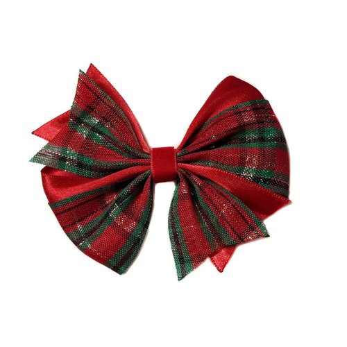 EmilyRose Couture Ribbon Twist Hair Bows (Alligator Clip, Christmas Plaid)