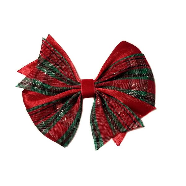 EmilyRose Couture Ribbon Twist Hair Bows (Alligator Clip, Christmas Plaid)