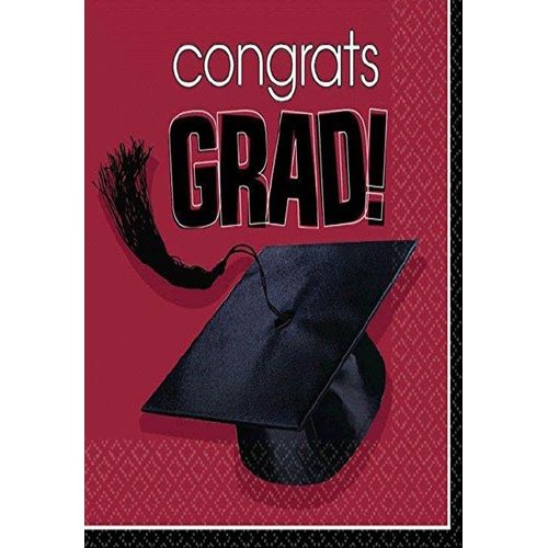 Flying Colors Graduation Party School Colors Luncheon Napkins Berry Tableware, Berry, Paper , 6" x 6" Pack of 36