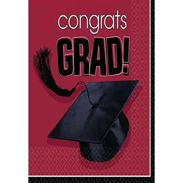 Flying Colors Graduation Party School Colors Luncheon Napkins Berry Tableware, Berry, Paper , 6" x 6" Pack of 36