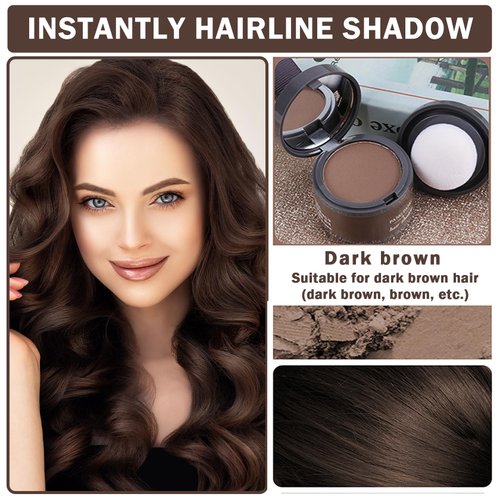 Dark Brown Hairline Powder Root Cover Up Powder Root Touch Up Powder Hairline Shadow Powder,Hair Root Touch up Powder for Thinning Hair, Bald Spots,Grey Hair