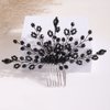 Missgrace Women Bride Wedding Halloween Black Crystal Hair Comb Special Occasion Headpiece Black Women Hair Accessories for Prom Party