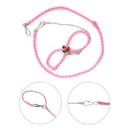 Adjustable Leash Harness with Bell for Rat Mouse Squirrel Guinea Pig Walking Training (Pink)
