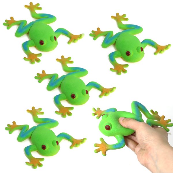 Lohoee 5 Pieces Frog Toys Realistic Frog Figure Animal Model Frog Soft Stretchy Stress Relief Hand Frog Toy for Home Party Decorations or Gift