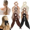 6 PCS Bow Silk Scrunchies, Hair Ties with Bows, Hair Scrunchies for Women Girls, Knotted Bow Silk Hair Ties, Satin Hair Ribbon Elastic Hair Ties Hair Accessories Christmas Gifts Holiday