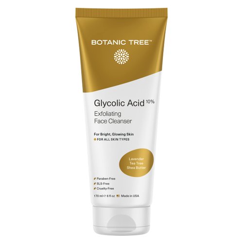 Botanic Tree Glycolic Acid Face Wash, Exfoliating Facial Cleanser For Facial Skin Care, Acne Treatment Face Scrub, 10% Glycolic and Salicylic Acid 6 fl. oz (2 pack)