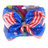 Women Girls Hair Bow Clips, 8 Inch Grosgrain Ribbon Hair Bows American Flag Hair Clip Stripe Star Hair Tie Ponytail Holder Jumbo Cheer Bow for 4th of July TSFJ46 (Bow Clip Set)