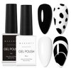 Makartt Gel Nail Polish Kit, Black White Nail Polish Gel Set Noir & Blanc Summer Soak Off Nail Gel Polish LED Required UV Gel Polish Kit Black Nails White Gel Paint for Nail Art Salon DIY 2Pcs