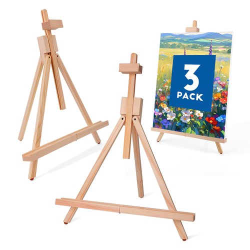 ESRICH 3Pack Tabletop Easels for Painting,Painting Easel A-Type Adjustable Wooden Tabletop Easel Holds Highest to 21" Canvas Portable Desktop Easel Suitable for Artists, Beginners, Students