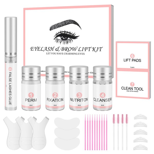 2 In 1 Lash Lift Kit & Eyebrow Lamination Kit, Professional Lash Lift and Brow Lamination Kit Salon Home DIY Use, Curling Wave, Lash Extensions, Brow Perm, Long Lasting for 6-8 Weeks