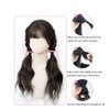 2PCS Curly Ponytail Extension with Hair Tie Hair Natural Black Hair Wig Elastic Band Wave Fake Ponytail Wigs Accessories for Women Daily 17 Inch (dark brown)