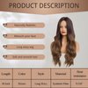 Haoland Long Ombre Brown Wavy Wig for Women 26 Inch Middle Part Curly Women's Charming Synthetic Wig with Natural Wavy Brown Heat Resistant Hair for Wedding Daily Party Use