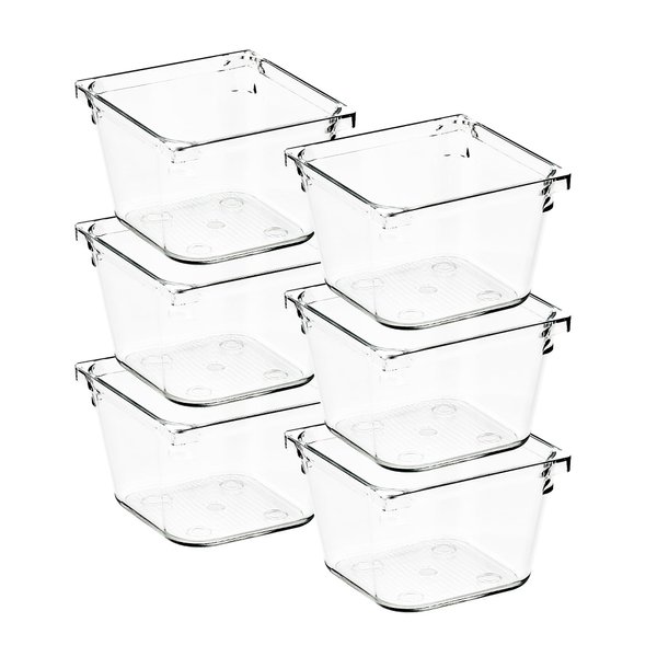 Ravinte Decor 6 Pack Drawer Organizer - 3" X 3" Clear Acrylic Storage Bins with Non-Slip Pads, Versatile Desk Tray for Makeup, Jewelry, Kitchen, Bathroom, and Office Organization