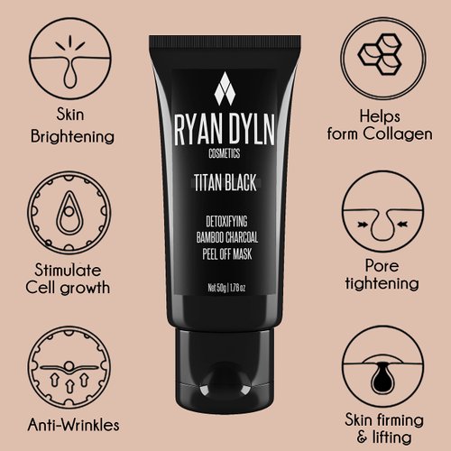 Titan Black Blackhead Mask I Charcoal Peel Off Face Mask I blackhead extractor mask I Deep Cleansing Pore Blackhead Removal Mask Peel Off and Purifying Black Mask for All Skin types (1.76 fl.oz/ 50g)