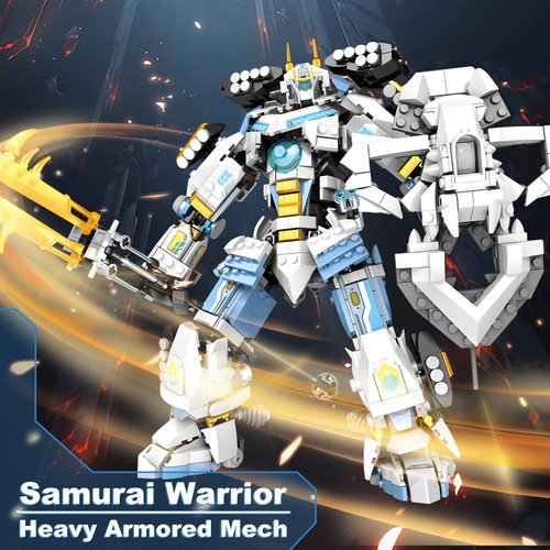 HIGH GODO Samurai Mech Warrior Building Sets, Robot with Long Swords Shields Display Base Building Blocks Toy Set, 1588 Pieces Creative Collectible Ninja Gift for Adults Man Teens Boys 8+