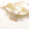 Jeairts Wedding Rhinestone Hair Comb Crystal Bridal Hair Pieces Pearl Hair Side Comb Brides Headpiece Decorative Hair Accessories for Women and Girls (2-Gold)