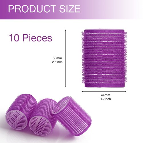 KHEERANA 10 Pack Hair Rollers, 44mm Self Grip, Salon Hair Dressing Curlers, Hair Curlers for women,DIY Hairstyle