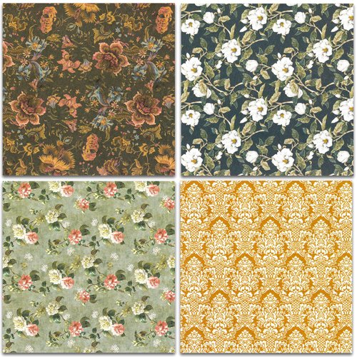 BLEDS Scrapbook Paper Pack 6x6, 24 Sheets Vintage Scrapbooking Paper Floral Paper One Single-Side Decopodge Paper Supplies For Layout Junk Journal Card-Making Decorative Background Ephemera