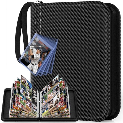 Mlikero Trading Card Binder, 9 Pocket Card Binder with Card Display, 720 Double Sided Pocket Sports Card Binder, Premium Card Binders Compatible with MTG, TCG, Baseball Cards(Black)