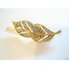 Gold or silver crystal leaf hair clip clamp barrette (Primary color: Gold)