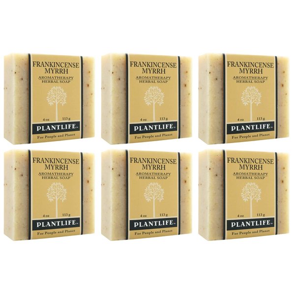Plantlife Frankincense Myrrh 6-Pack Bar Soap - Moisturizing and Soothing Soap for Your Skin - Hand Crafted Using Plant-Based Ingredients - Made in California 4oz Bar