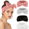 Tihebax Spa Headband – 4 Pack Super Soft Microfiber Makeup Headband for Women Girls Elastic Bow Hair Band for Face Washing Shower Skincare