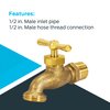 EZ-FLO Irrigation Hose Bibb, 1/2 Inch MIP Connection, 1/2 Inch MHT Connection, Brass Plumbing Fitting, 20181