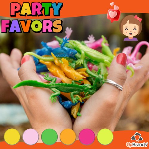 UpBrands Rubber Lizards Toys Bulk Set, Preschool Valentine Gifts, Kit for Birthday Party Favors for Kids, Goodie Bags, Pinata Filler, Students Classroom Valentines Day Gifts for Kids (48 Pack)