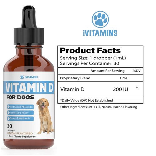 Vitamin D for Dogs | Supports Strong & Health Bones | Vitamin D Supplements for Dogs | Vitamin D Dog | Dog Vitamins and Supplements | Dog Vitamins Multivitamin | Vitamins for Dogs | 1 fl oz