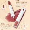 HWSHQY OO Dual Ended Lip Makeup,2-in-1 Matte Liquid Lipstick Lip Gloss,Long Lasting Smudge Proof Lip Stain,Silky Smooth Lip Glosses,Creamy Velvet Lipcolor Lip Makeup,03