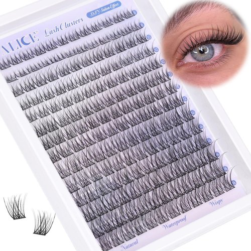 Natural Lash Clusters Wispy Cluster Eyelash Extensions 168pcs Individual Lashes 8-16mm C Curl DIY Lash Extension Natural Look Soft Thin Band Cluster Lashes by ALICE
