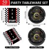 50Pcs Race Car Party Plates and Napkins Race Car Birthday Party Decorations Racing Themed Paper Dessert Plates Start Your Engines Tableware Set Serves 25 Guests Kids Boys Baby Shower Party Supplies