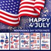4th of July Temporary Tattoo Kids Adults, 90pcs Fake Tattoos, Independence Day Fourth of July Waterproof Body Art Stickers Red White Blue Memorial Decorations for Labor Day Party USA National Flag