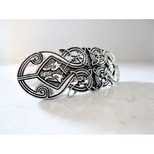 Generic Silver celtic knot viking nordic metal filigree hair clip barrette
